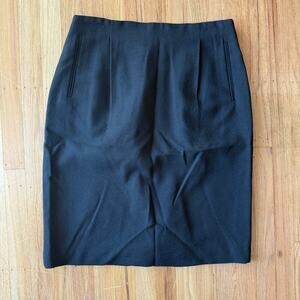 Vintage Chaus Black 100% Wool Pencil Skirt Size 14 Career Professional Office